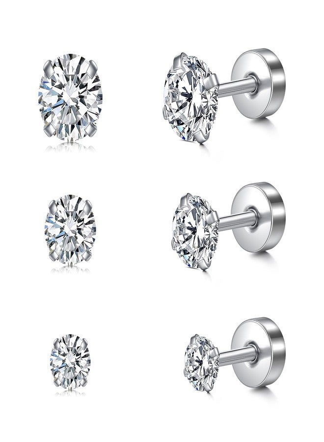 AVYRING أقراط AVYRING فضية عيار 20 غرام، ذات ظهر مسطح، مرصعة بحجر زركونيا مكعب، مصنوعة من الفولاذ المقاوم للصدأ المضاد للحساسية، بتصميم حلزوني، مناسبة للغضروف، بفتحة ثانية، مريحة طوال اليوم، مناسبة للرجال والنساء - Image 1
